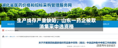 生产线存严重缺陷	，山东一药企被取消集采中选资格-第3张图片