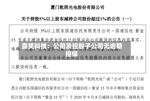 露笑科技:公司及控股子公司无逾期担保